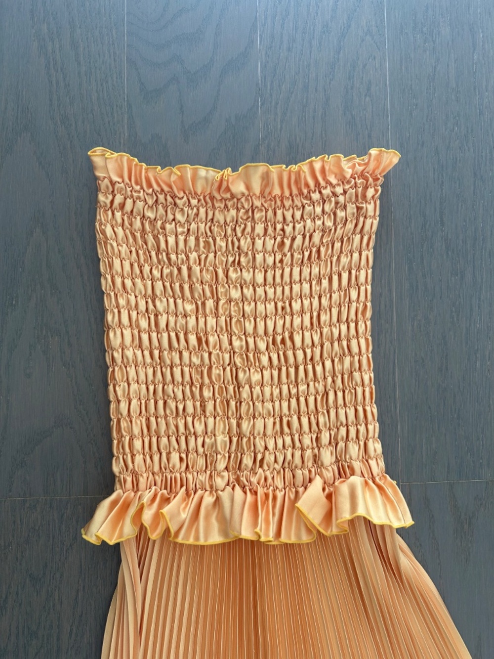 L'IDEE MAYA Yellow Gold Strapless Pleated Maxi Dress Stretch - US 8 - Picture 5 of 9